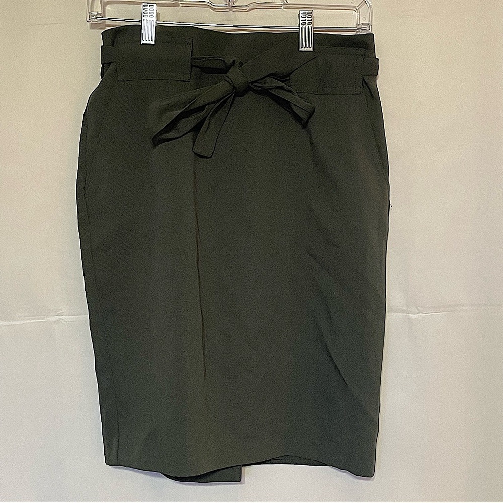 Banana Republic Factory Tie Front Pencil Skirt 2P #258 Green